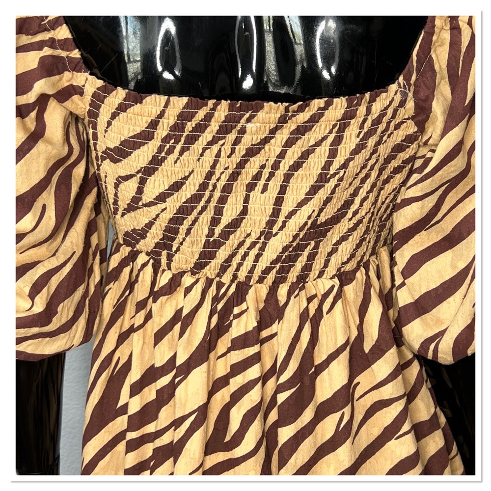 Anthropologie 100% Cotton Shell Blossom Maxi Dress - Modal Lined Sz S Brown NWT - Picture 8 of 12